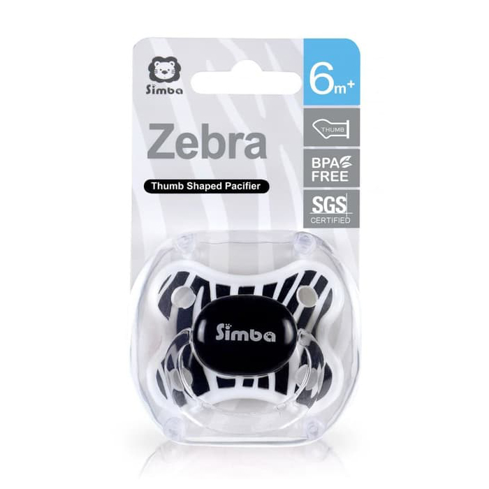 Zebra Stripes Thumb Shaped Pacifier (6+M)